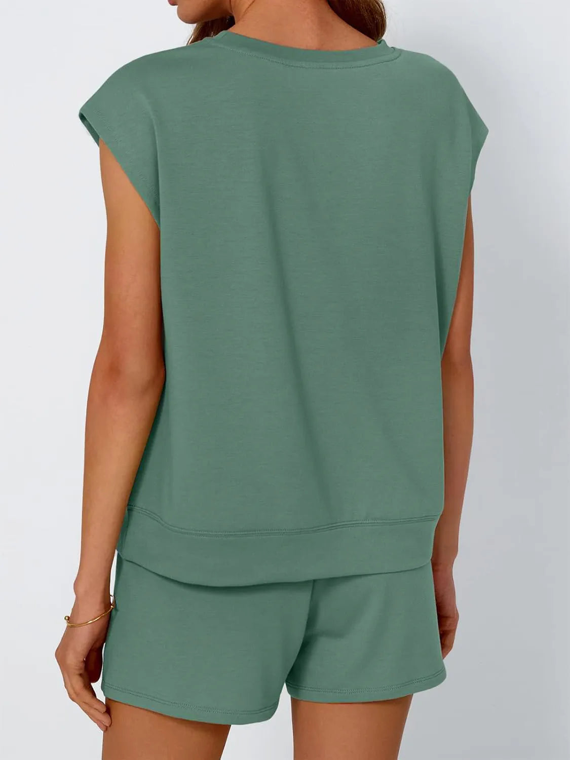 Round Neck Cap Sleeve Top and Shorts Set - Jatanele