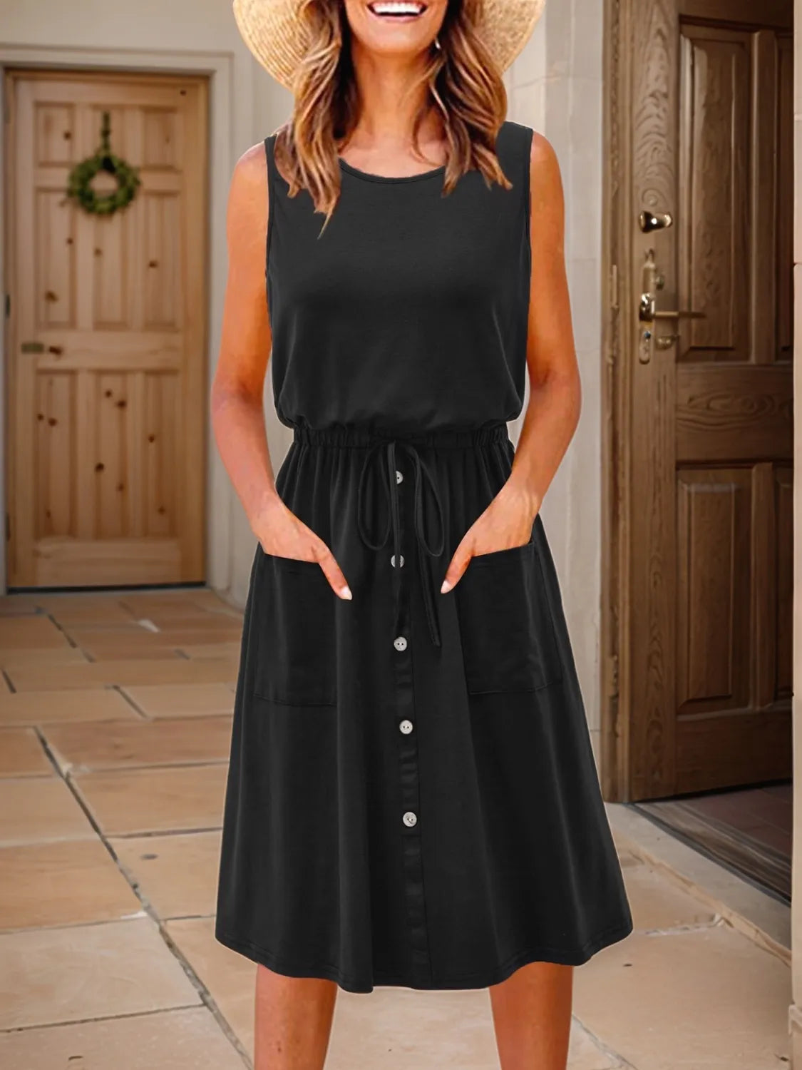 Full Size Round Neck Sleeveless Tank Dress Plus Size - Jatanele