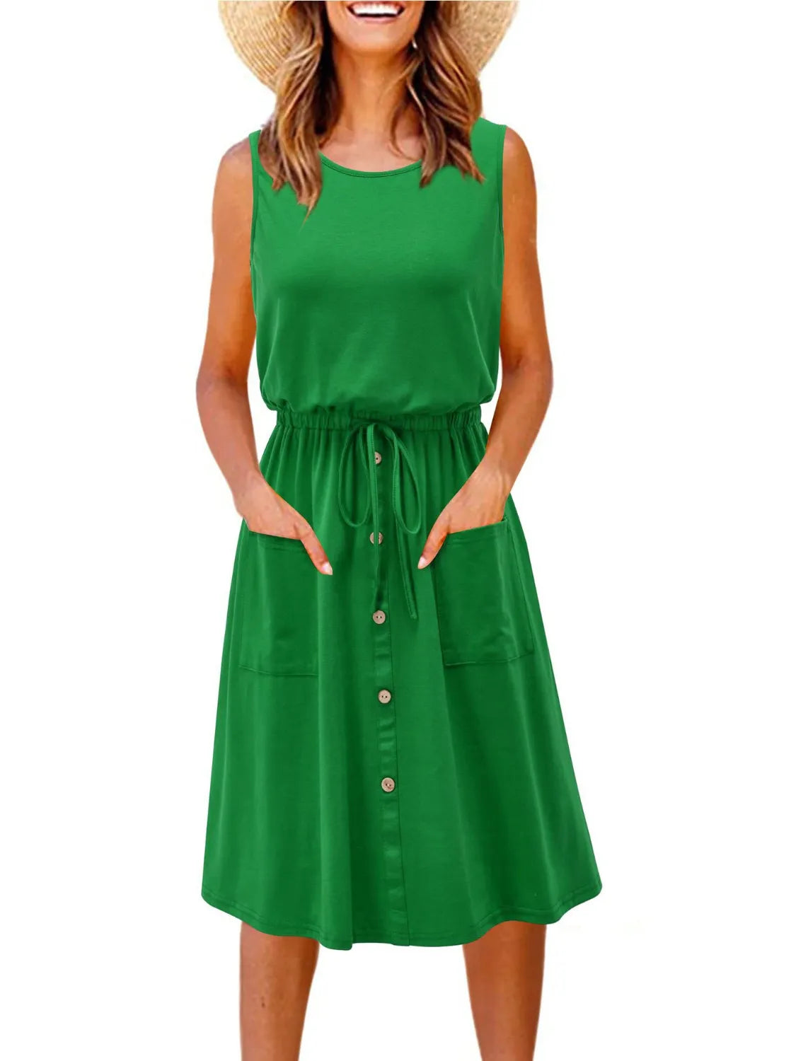 Full Size Round Neck Sleeveless Tank Dress Plus Size - Jatanele