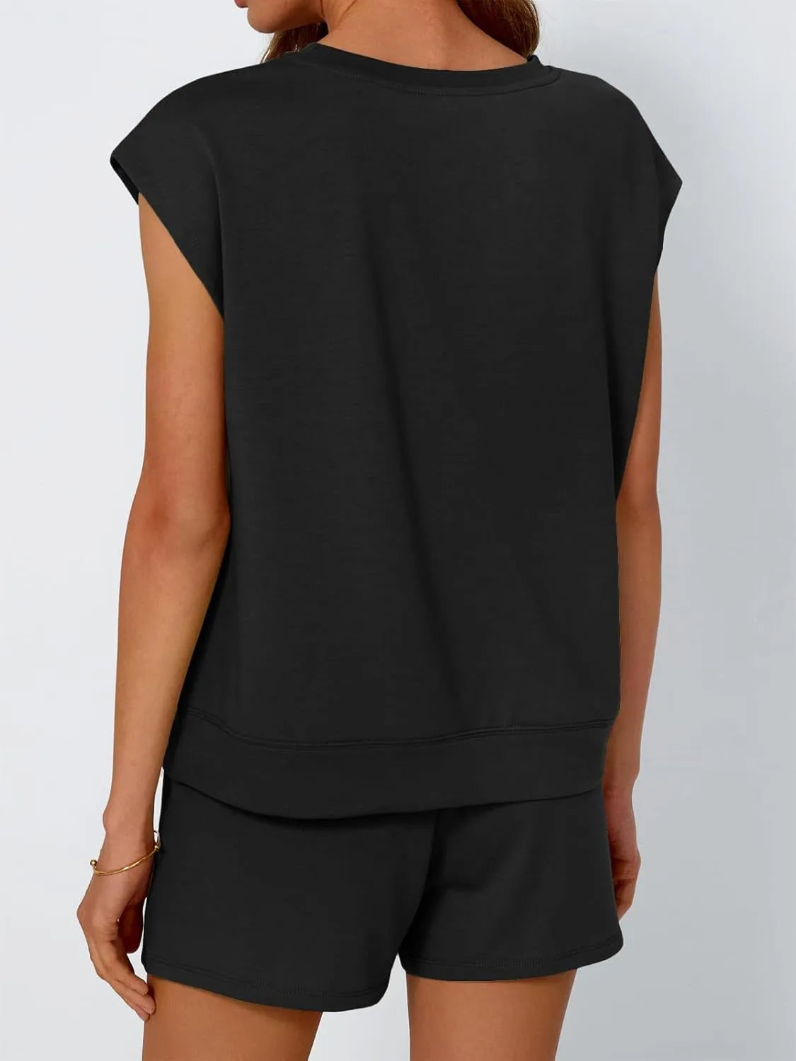 Round Neck Cap Sleeve Top and Shorts Set - Jatanele