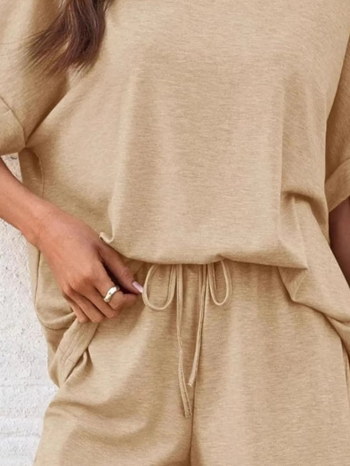 Round Neck Short Sleeve Top and Shorts Set - Jatanele
