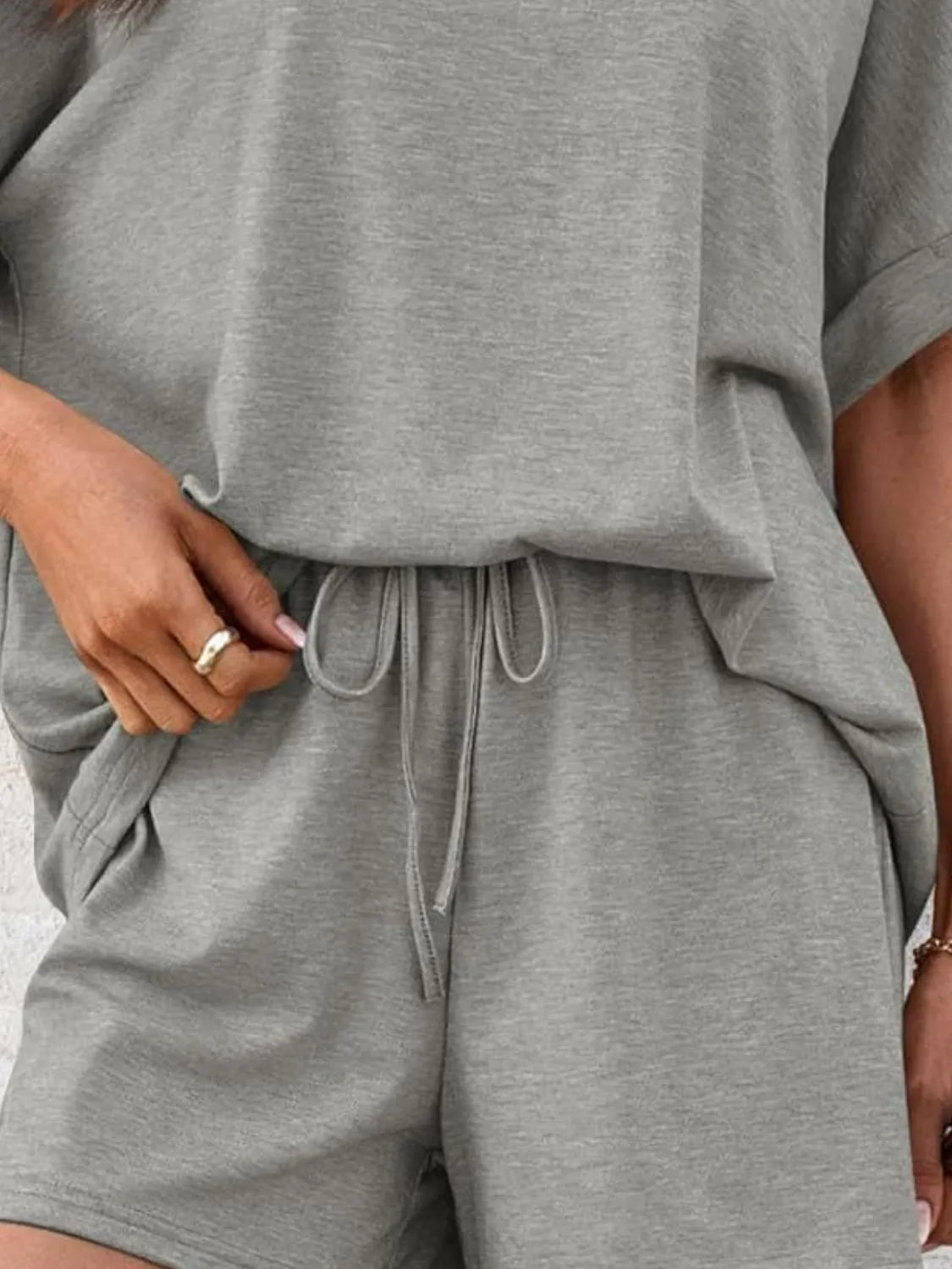 Round Neck Short Sleeve Top and Shorts Set - Jatanele