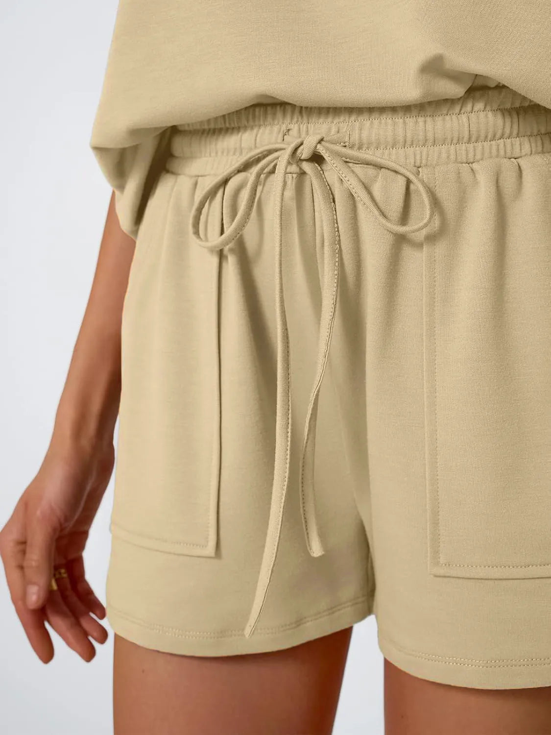 Round Neck Cap Sleeve Top and Shorts Set - Jatanele