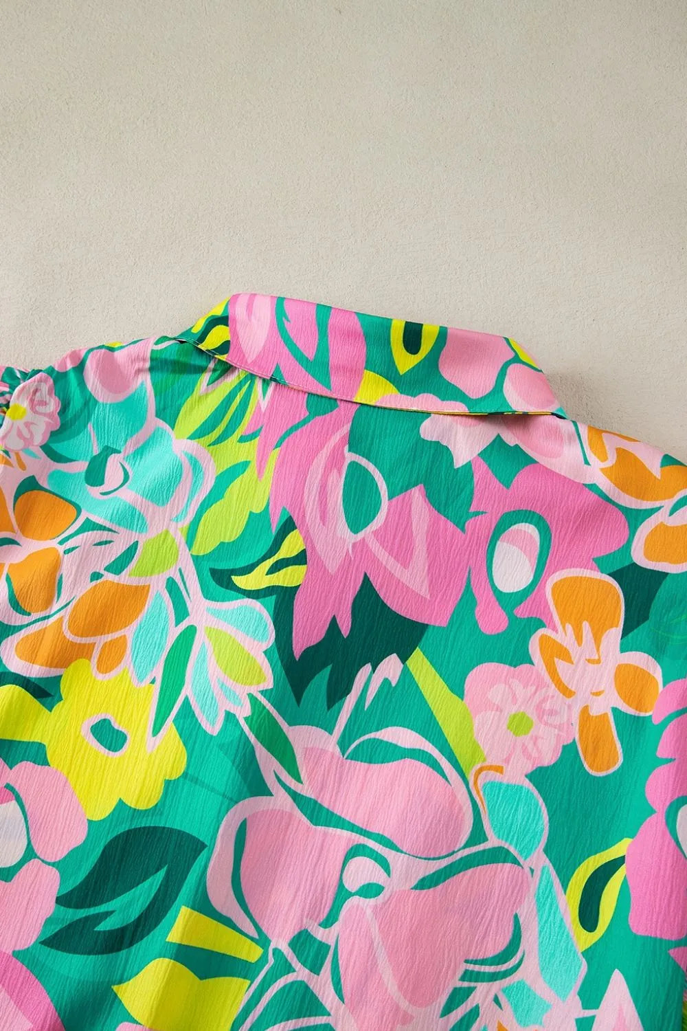 Button Down Floral Puff Sleeve Babydoll Dress - Jatanele