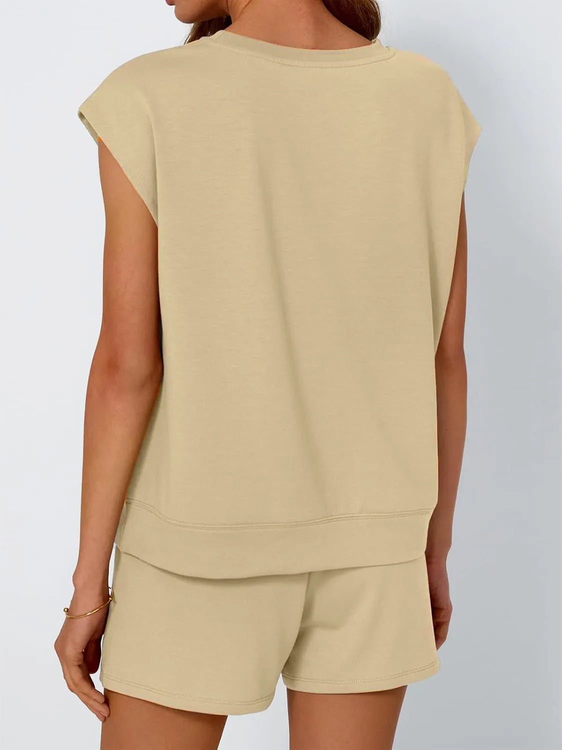 Round Neck Cap Sleeve Top and Shorts Set - Jatanele