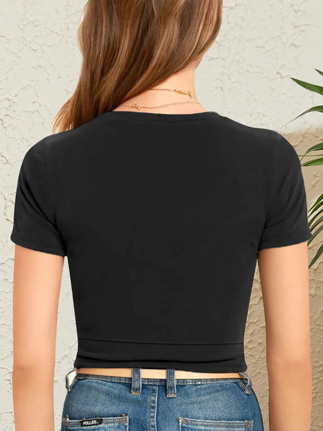 Round Neck Short Sleeve Crop T-Shirt - Jatanele