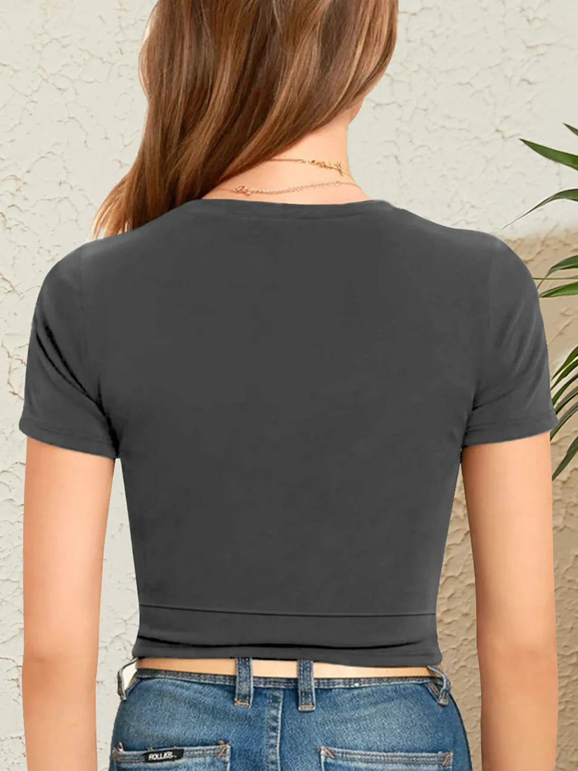 Round Neck Short Sleeve Crop T-Shirt - Jatanele
