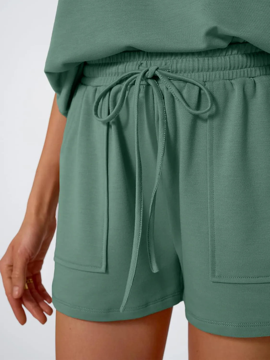 Round Neck Cap Sleeve Top and Shorts Set - Jatanele
