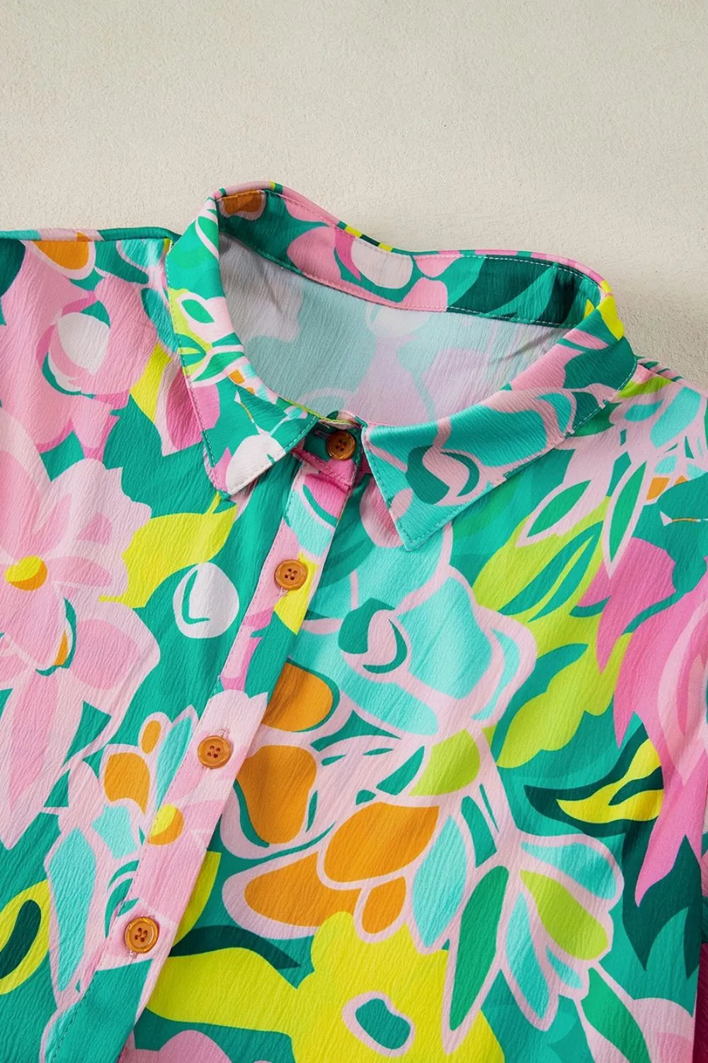 Button Down Floral Puff Sleeve Babydoll Dress - Jatanele