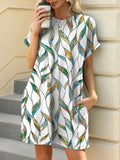 Printed Round Neck Short Sleeve Mini Dress - Jatanele