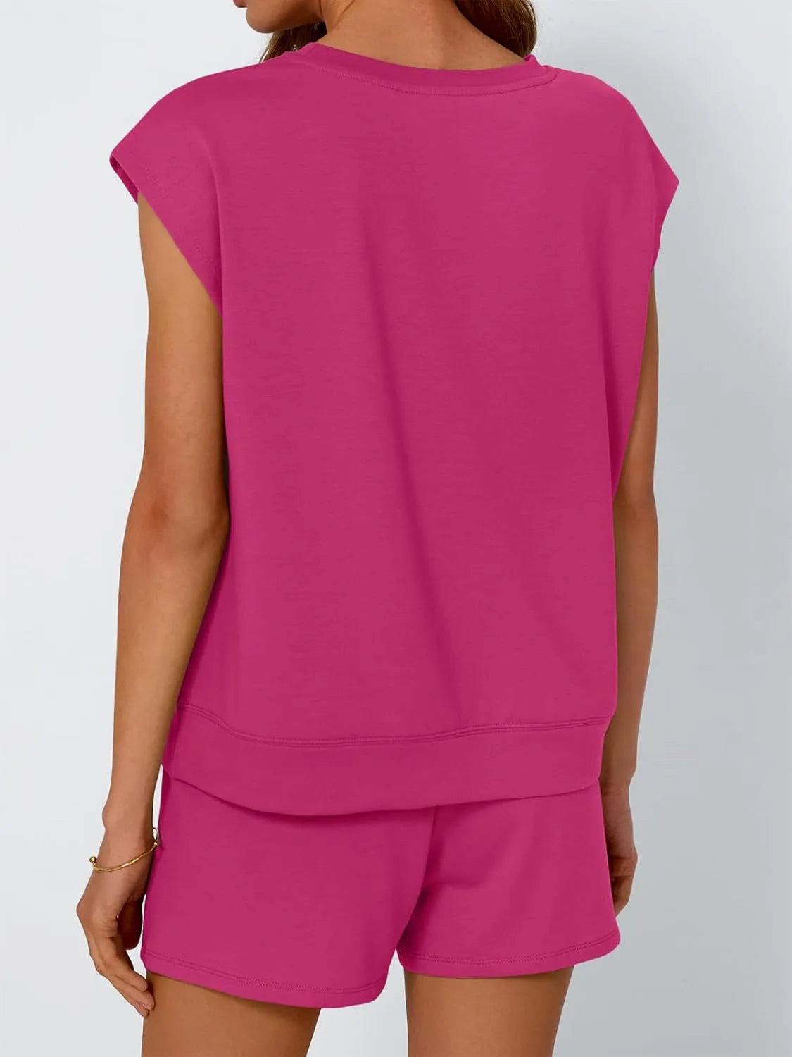 Round Neck Cap Sleeve Top and Shorts Set - Jatanele