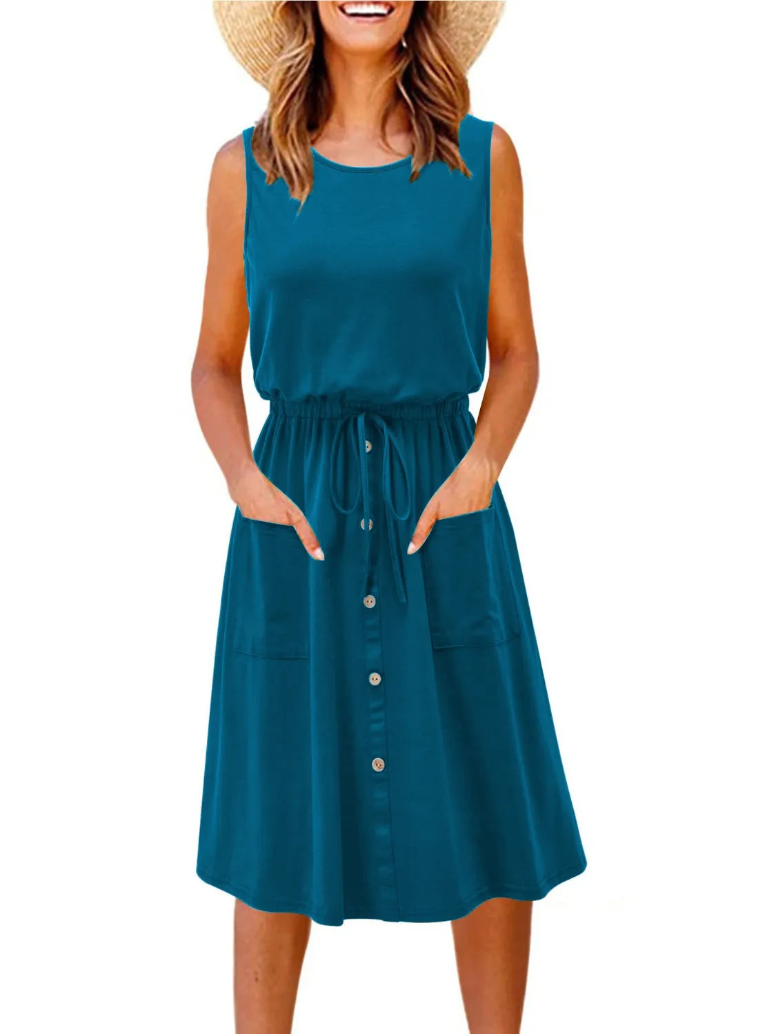 Full Size Round Neck Sleeveless Tank Dress Plus Size - Jatanele