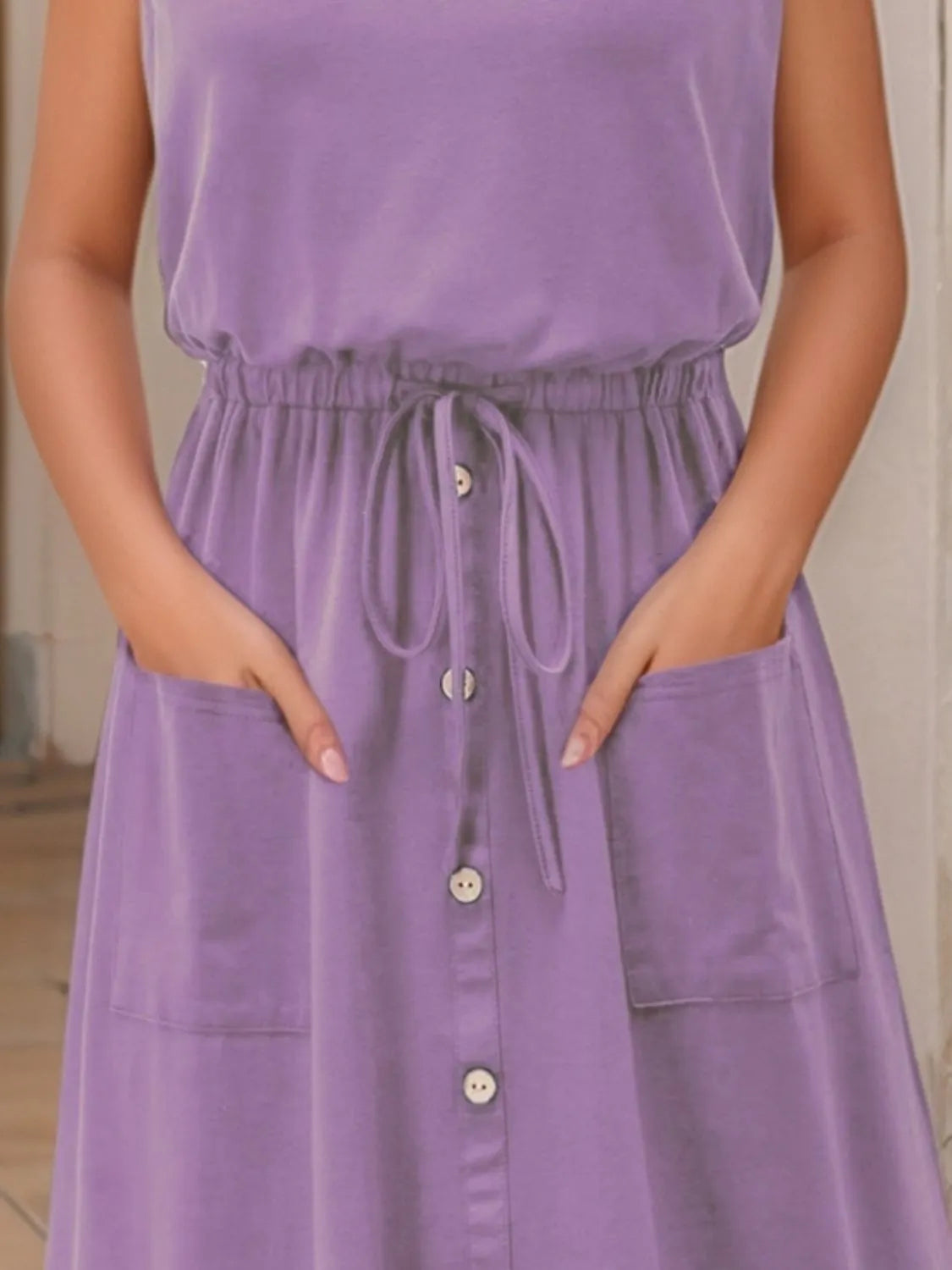 Full Size Round Neck Sleeveless Tank Dress Plus Size - Jatanele