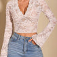 V-Neck Flare Sleeve Lace Top - Jatanele
