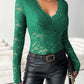 V-Neck Long Sleeve Lace Top - Jatanele