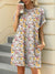 Printed Round Neck Short Sleeve Mini Dress - Jatanele