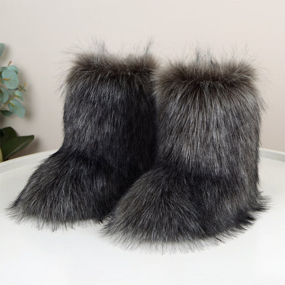 Flat Heel High-top Warm Mid-calf Snow Boots - Jatanele