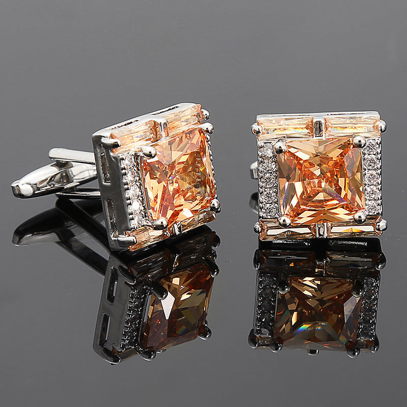 Square Diamond Men’s Zircon Crystal Cufflinks - Jatanele