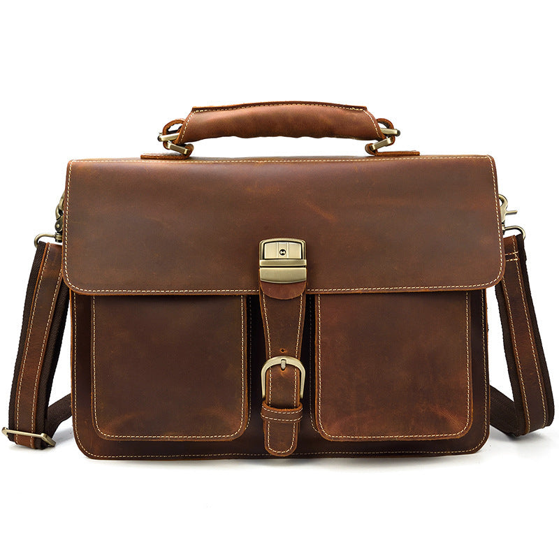 Men's Leather Briefcase - Brown and Dark Brown Variants - Jatanele