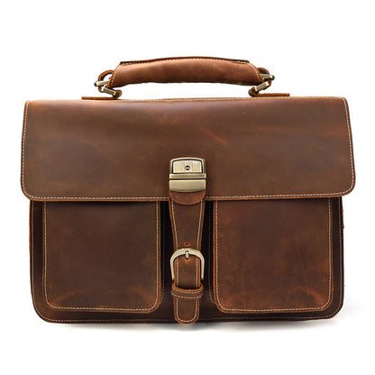 Men's Leather Briefcase - Brown and Dark Brown Variants - Jatanele