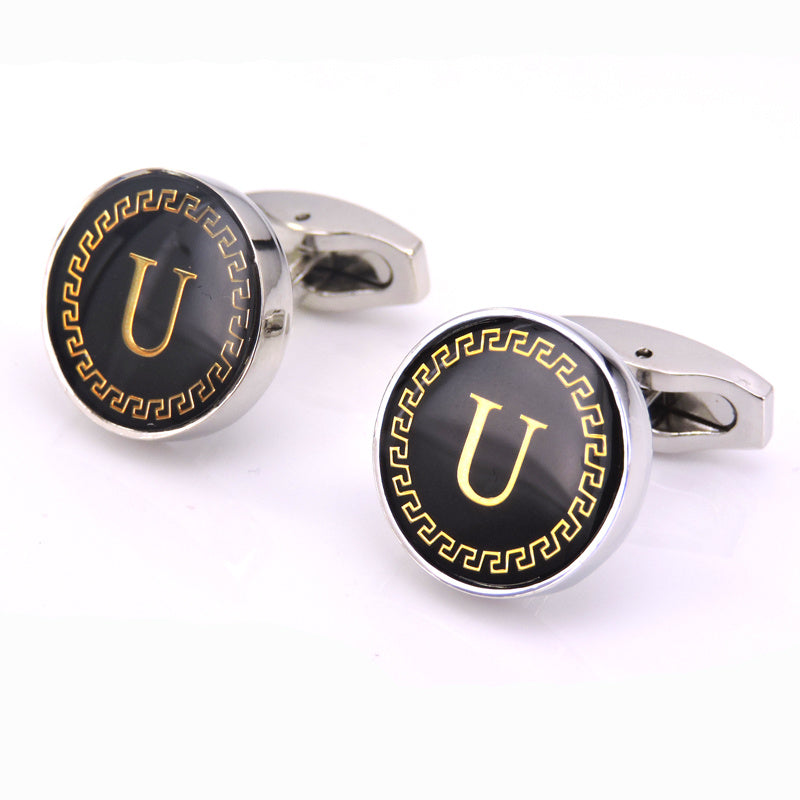 Customizable Round Letter French Cufflinks - Personalized Initial Design - Jatanele