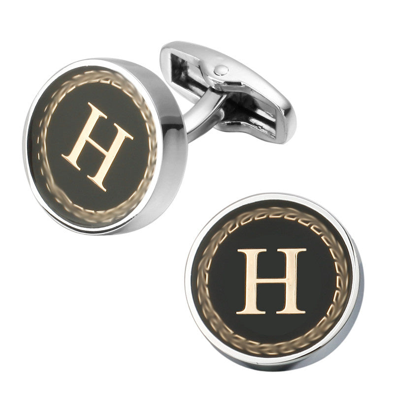 Customizable Round Letter French Cufflinks - Personalized Initial Design - Jatanele