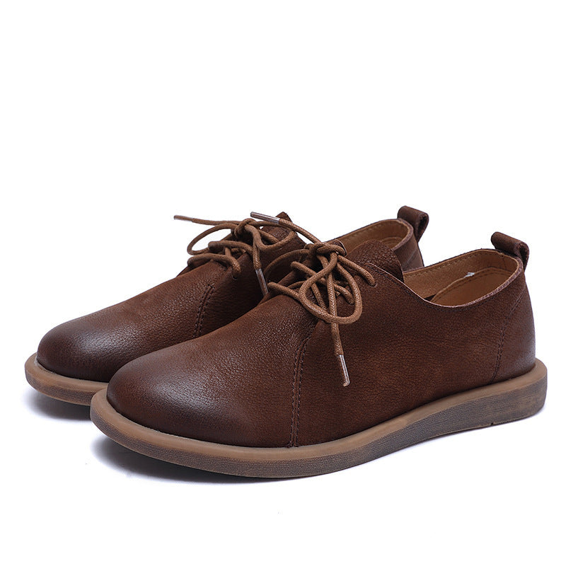 Men's Round Toe Retro Lace-Up Leather Shoes – Casual Elegance and Comfort - Jatanele