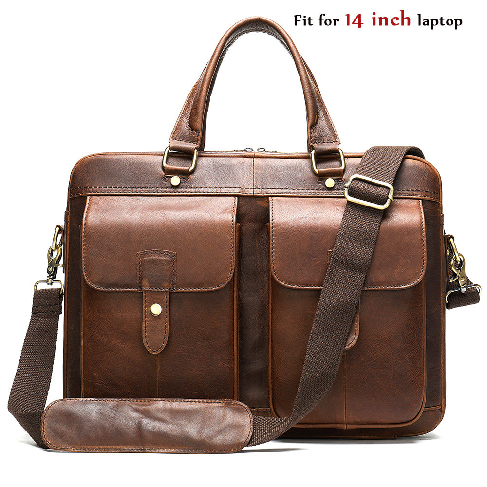 Men's Leather Briefcase Handbag - Black, Brown, Coffee, and Red Brown Variants - Jatanele