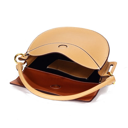 Saddle Crescent Handbags - Brown with Apricot and Yellow with White - Jatanele