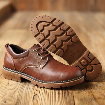 Men's Thick-Soled Casual Leather Lace-Up Shoes – Comfortable and Durable - Jatanele