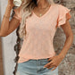 Eyelet V-Neck Ruffled Cap Sleeve Top - Jatanele