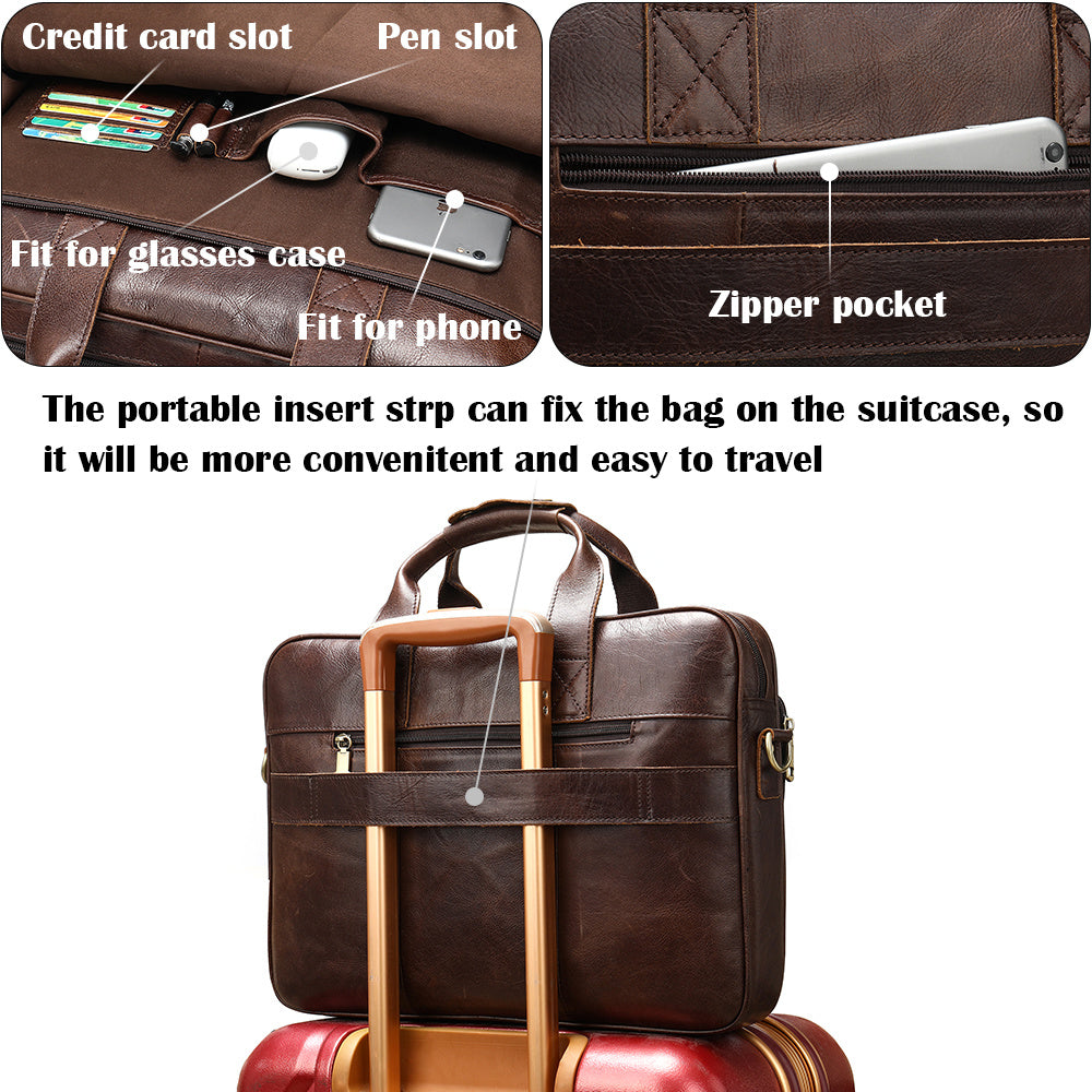 Men's Leather Briefcase Handbag - Black, Brown, Coffee, and Red Brown Variants - Jatanele