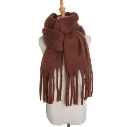 Plush Mohair Twist Braid Scarf - Cozy Winter Fashion - Jatanele