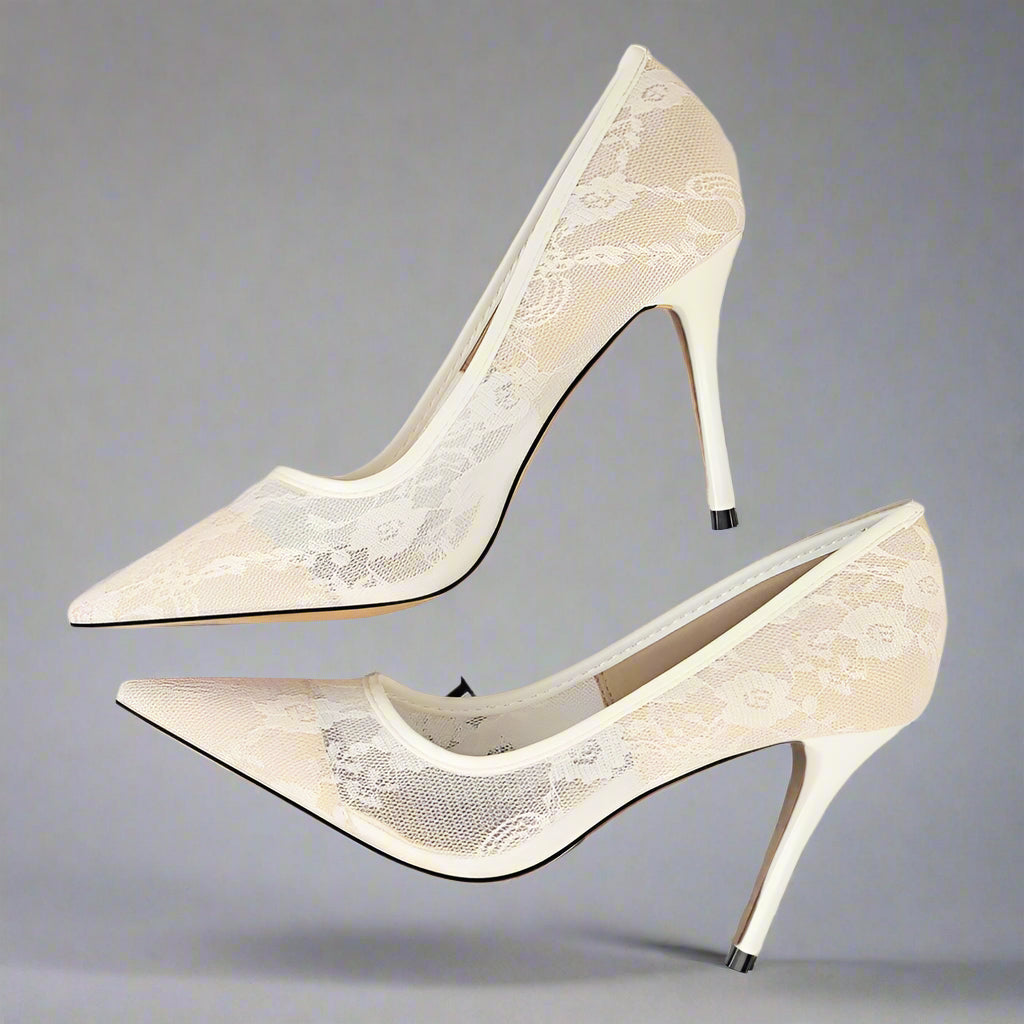 Elegant Pointed Toe Mesh Lace Shoes - Breathable and Lightweight - Jatanele