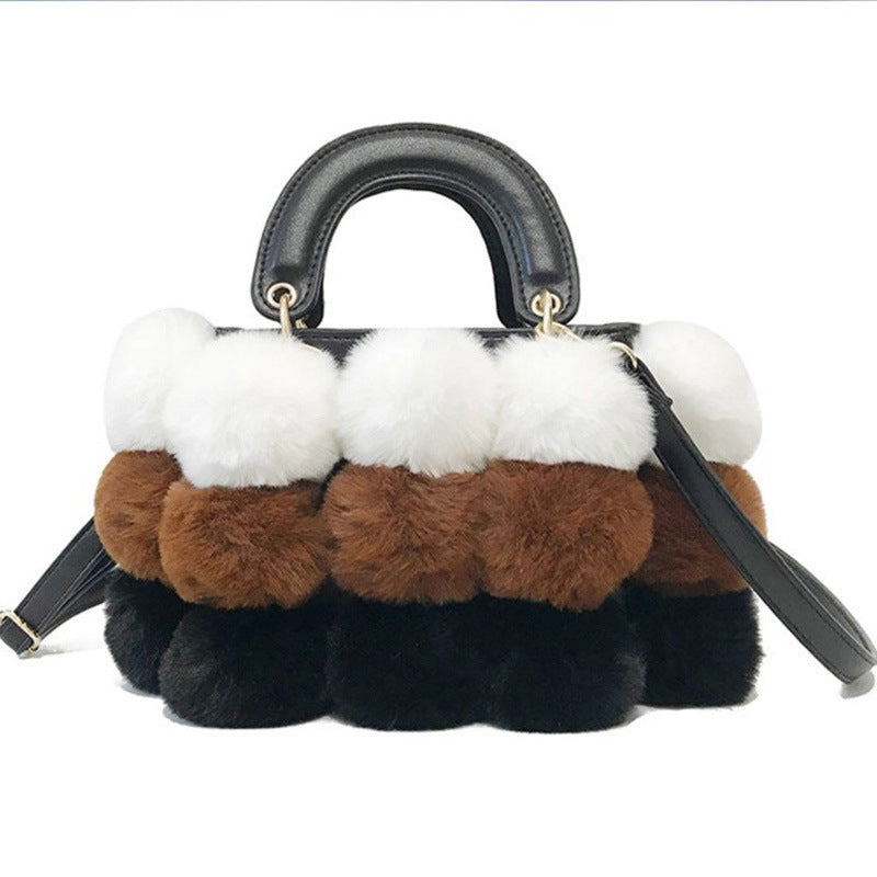 Plush Handbags Winter Plush Shoulder Bag Handbag Trend Messenger Bag - Jatanele