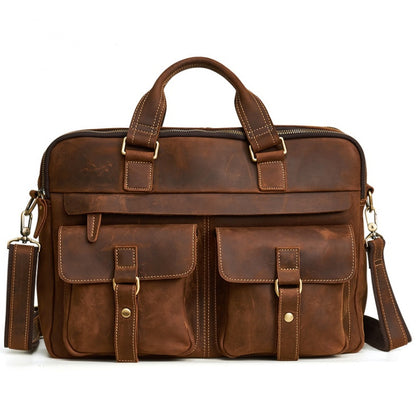 Genuine Retro Business Leather Bag for Men – Available in Black, Blue, Brown, and Coffee - Jatanele