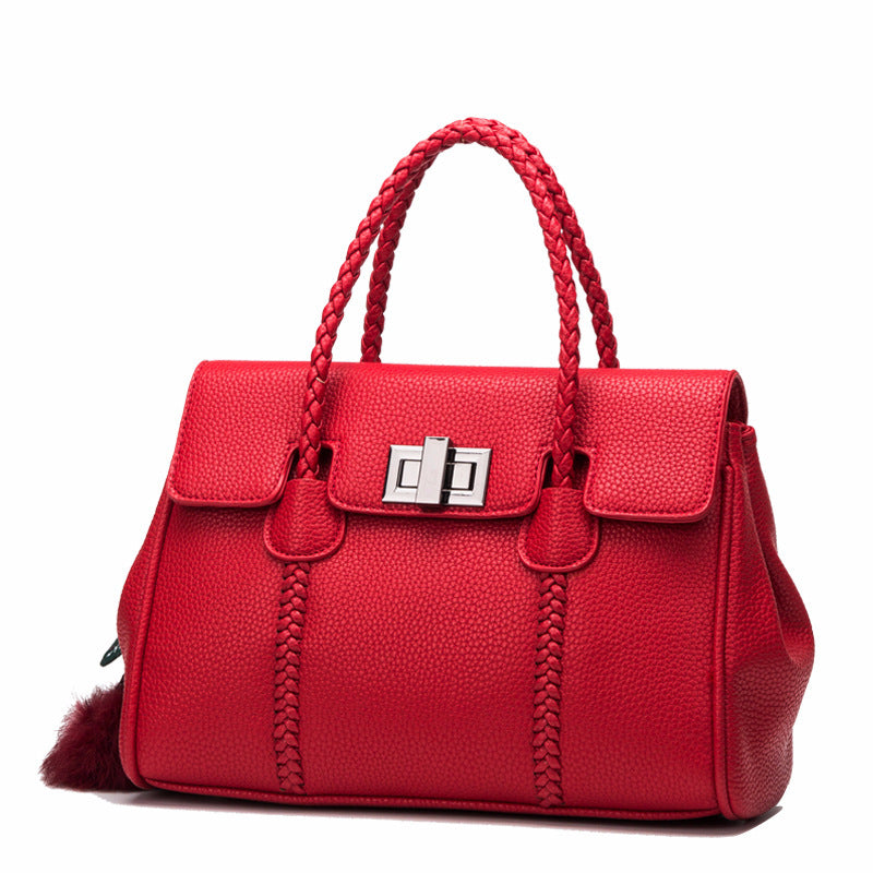 Elegant Lychee Pattern Leather Handbag - Jatanele