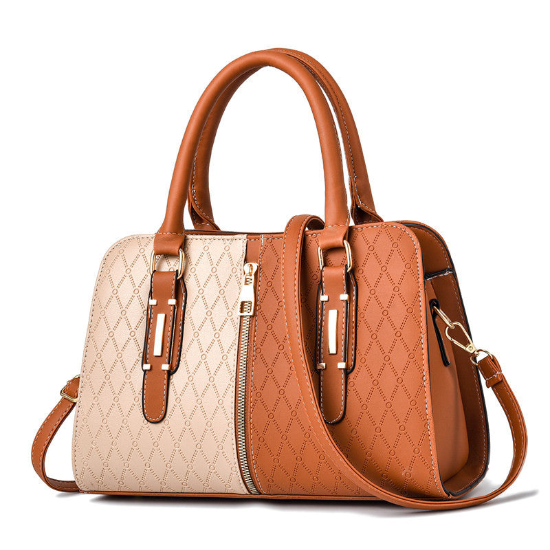 Fashion Color Matching Ladies Handbags European and American Atmosphere Large Capacity - Jatanele