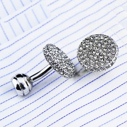 Men's Cufflinks Crystal Full Rhinestone Cufflinks - Black - Jatanele