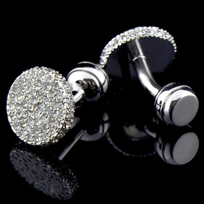 Men's Cufflinks Crystal Full Rhinestone Cufflinks - Black - Jatanele