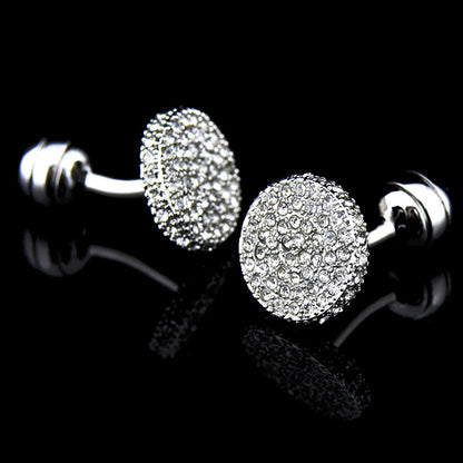 Men's Cufflinks Crystal Full Rhinestone Cufflinks - Black - Jatanele