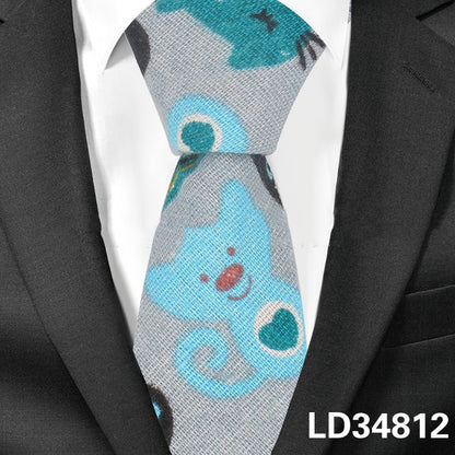 Linen Animal Print Tie – Fun and Stylish Accessory for Men and Women - Jatanele