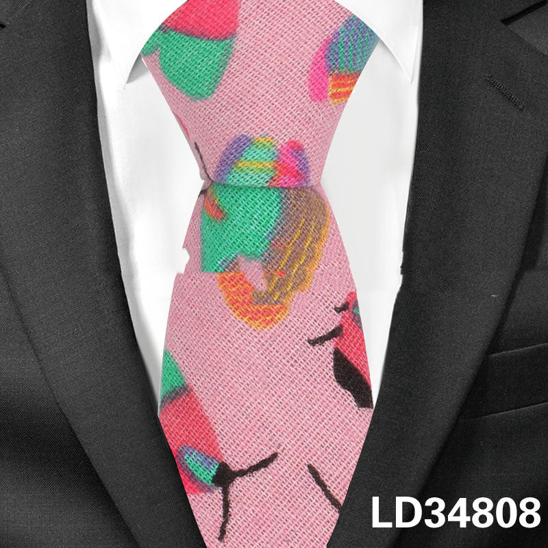 Linen Animal Print Tie – Fun and Stylish Accessory for Men and Women - Jatanele