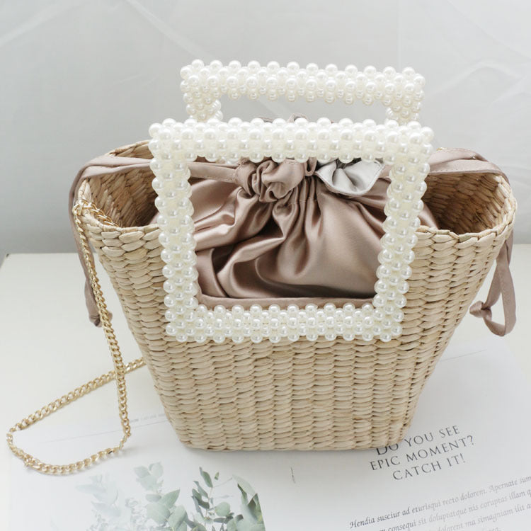 Pearl Fashion Straw Hand-Woven Shoulder Bag - Jatanele