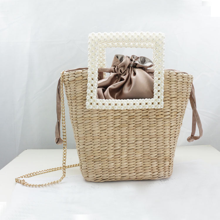 Pearl Fashion Straw Hand-Woven Shoulder Bag - Jatanele