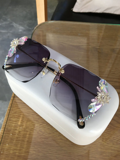 Frameless Trendy Rhinestone Sunglasses - Jatanele