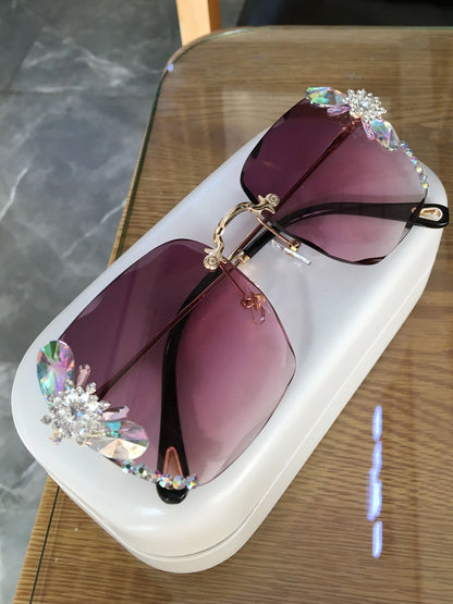 Frameless Trendy Rhinestone Sunglasses - Jatanele