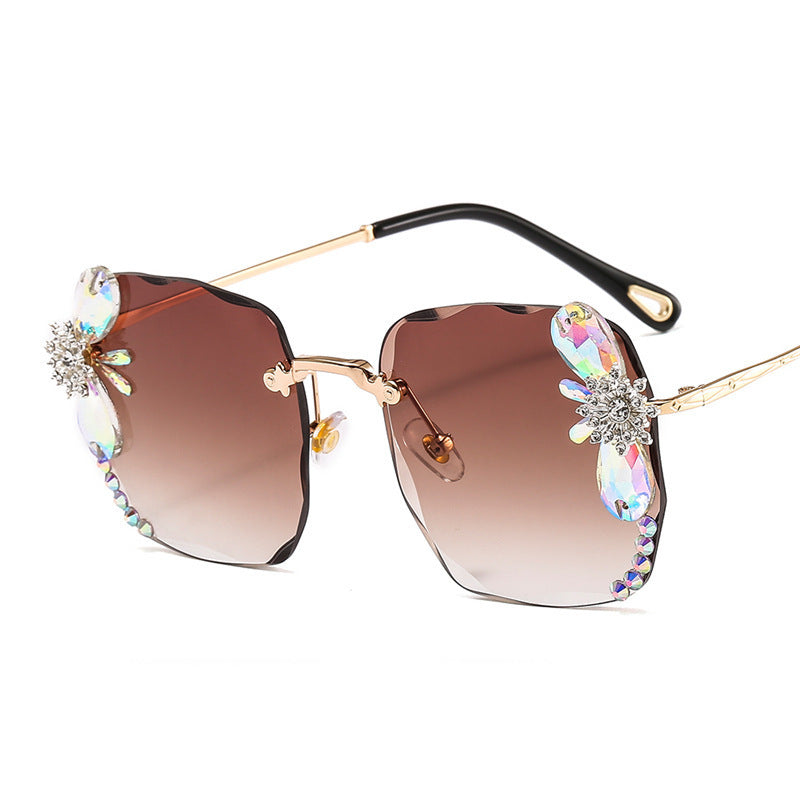 Frameless Trendy Rhinestone Sunglasses - Jatanele