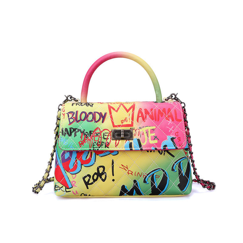 Ladies Painted Graffiti BagsColor Ladies Handbags - Jatanele