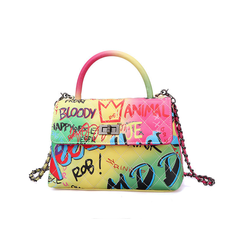 Ladies Painted Graffiti BagsColor Ladies Handbags - Jatanele